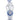 Front view of the Power Button Recycler Rig, a clear glass piece with intricate curves and a blue accent.