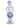 Front view of the Power Button Recycler Rig, a clear glass piece with intricate curves and a blue accent.