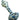 Front view of the Raked Silver Fumed Mini Spoon Pipe, showcasing its swirling silver and blue glass design.