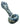 Front view of the Raked Silver Fumed Spoon Pipe, a glass pipe with swirling silver and blue patterns.