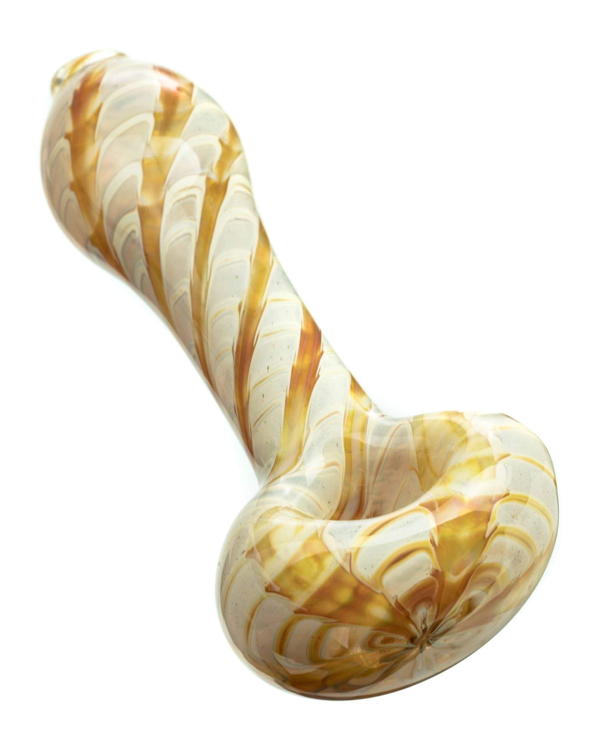 Orange Raked Silver Fumed Spoon Pipe