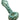 A close-up, angled view of the Raked Silver Fumed Spoon Pipe, showcasing its swirling silver and green glass design.