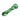 A close-up, angled view of the Striped Chillum, showcasing its green glass with vertical stripes.
