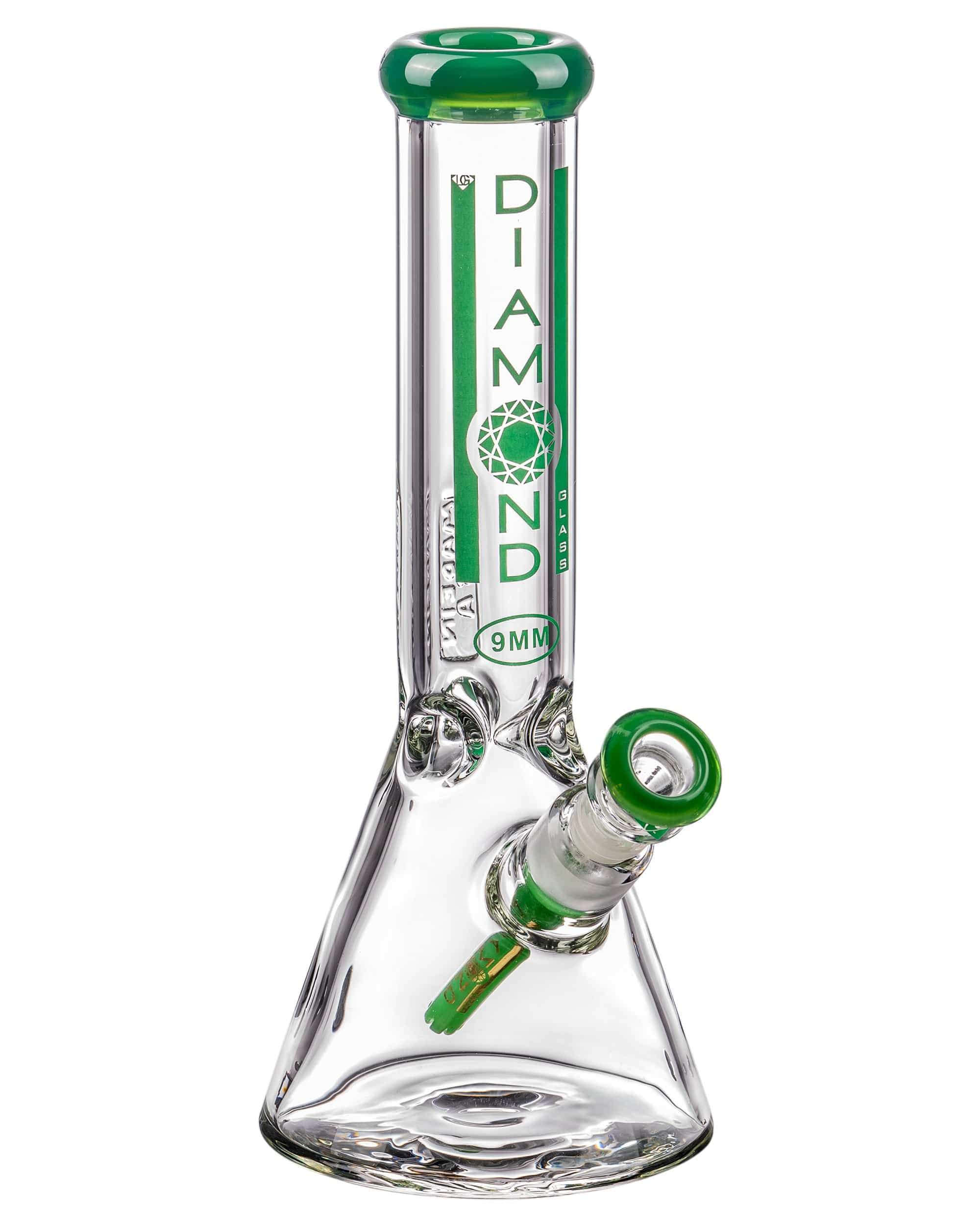 Diamond Glass 11" 9mm Thick Beaker Bong Jade Color