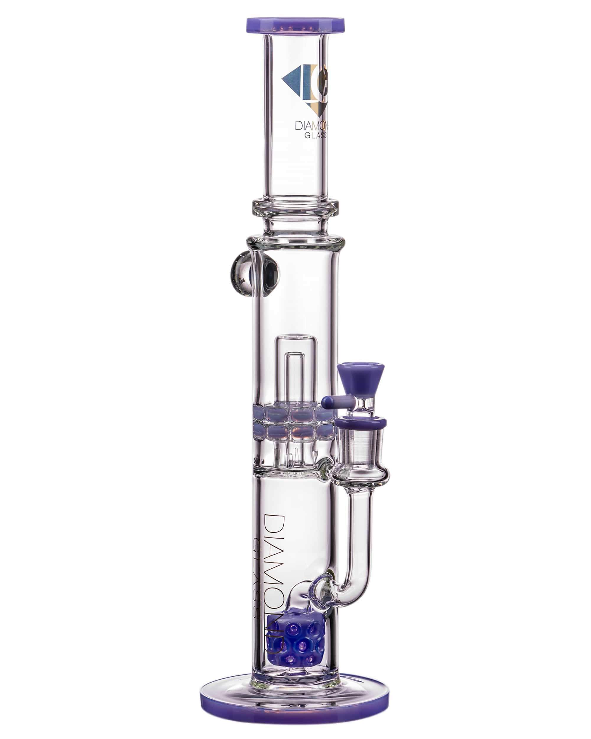 Diamond Glass Bubble Barrel to UFO Perc Straight Tube Purple