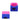 Front view of the 30mm Lego Cube Silicone Stash Jar, a vibrant blue and pink cube with a smooth, rounded surface.