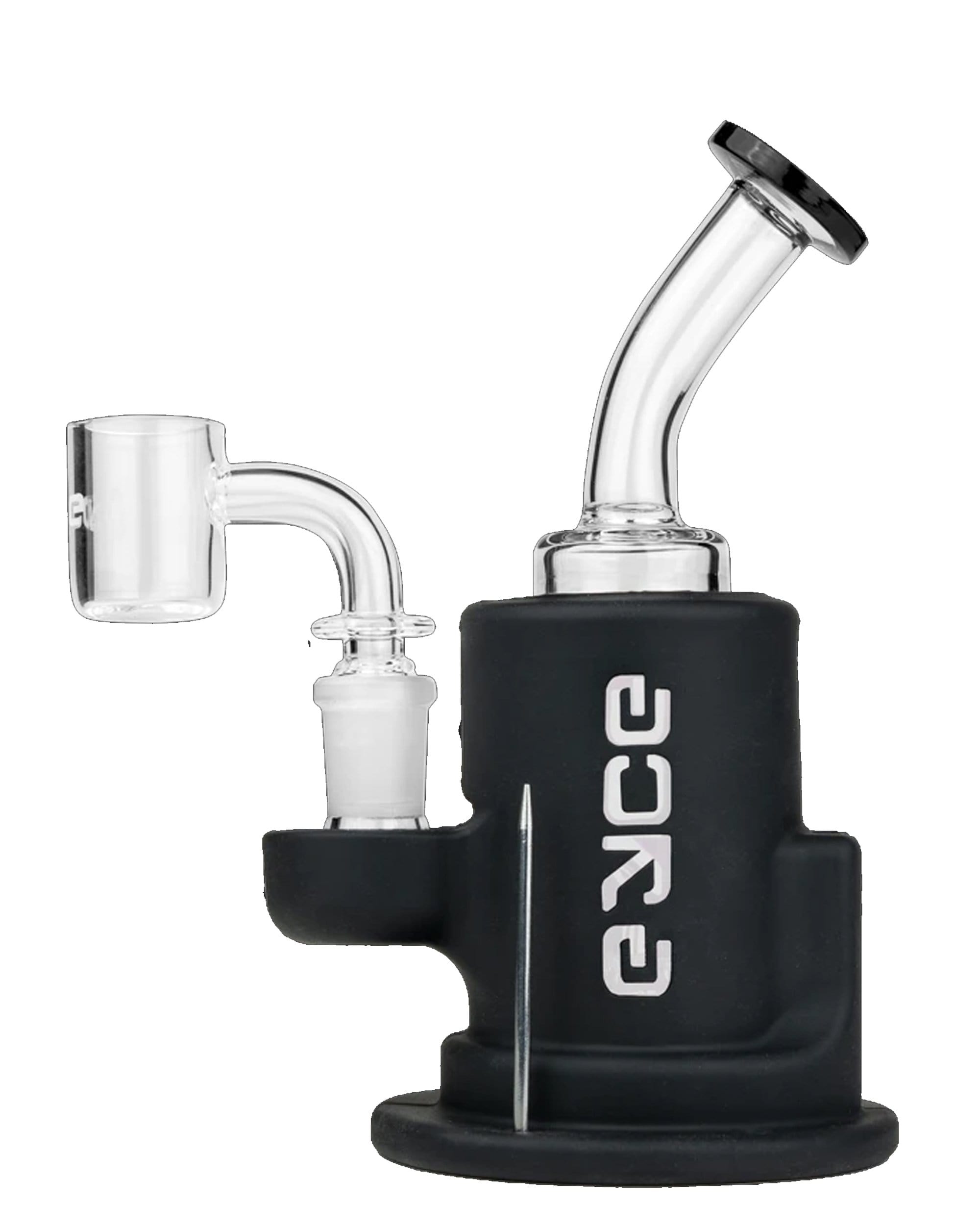 A three-quarter view of the Spark LED Dab Rig, featuring a clear glass joint and dark-colored base.