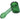 Front view of the Space 5” Hammer Pipe, a green glass pipe with a geometric pattern and angled mouthpiece.