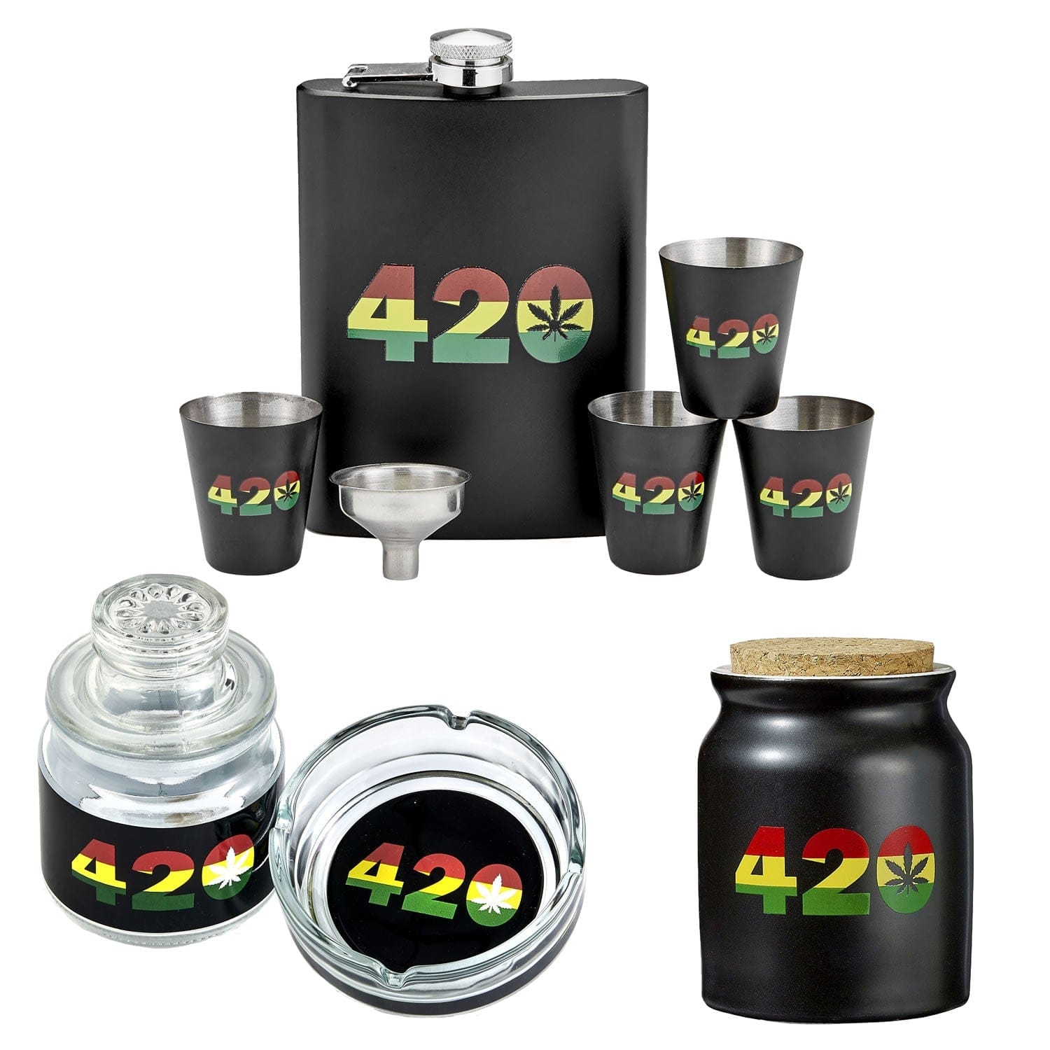 420 Ashtray, Stash Jar & Drinkware Bundle