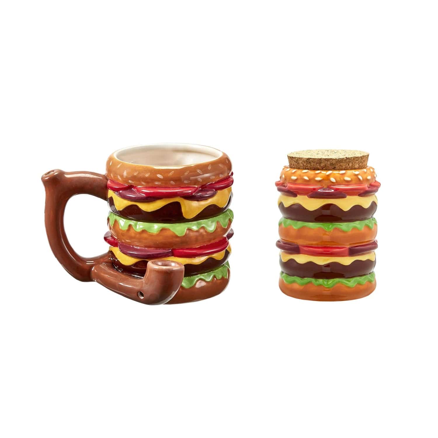 Cheeseburger Pipe Mug & Stash Jar Set