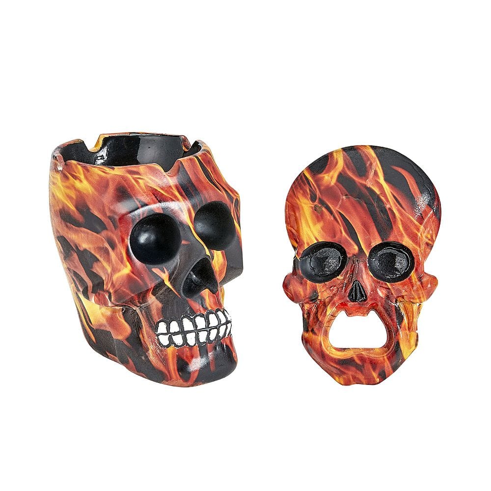 Flaming Skull Ashtray & Bottle Opener Set