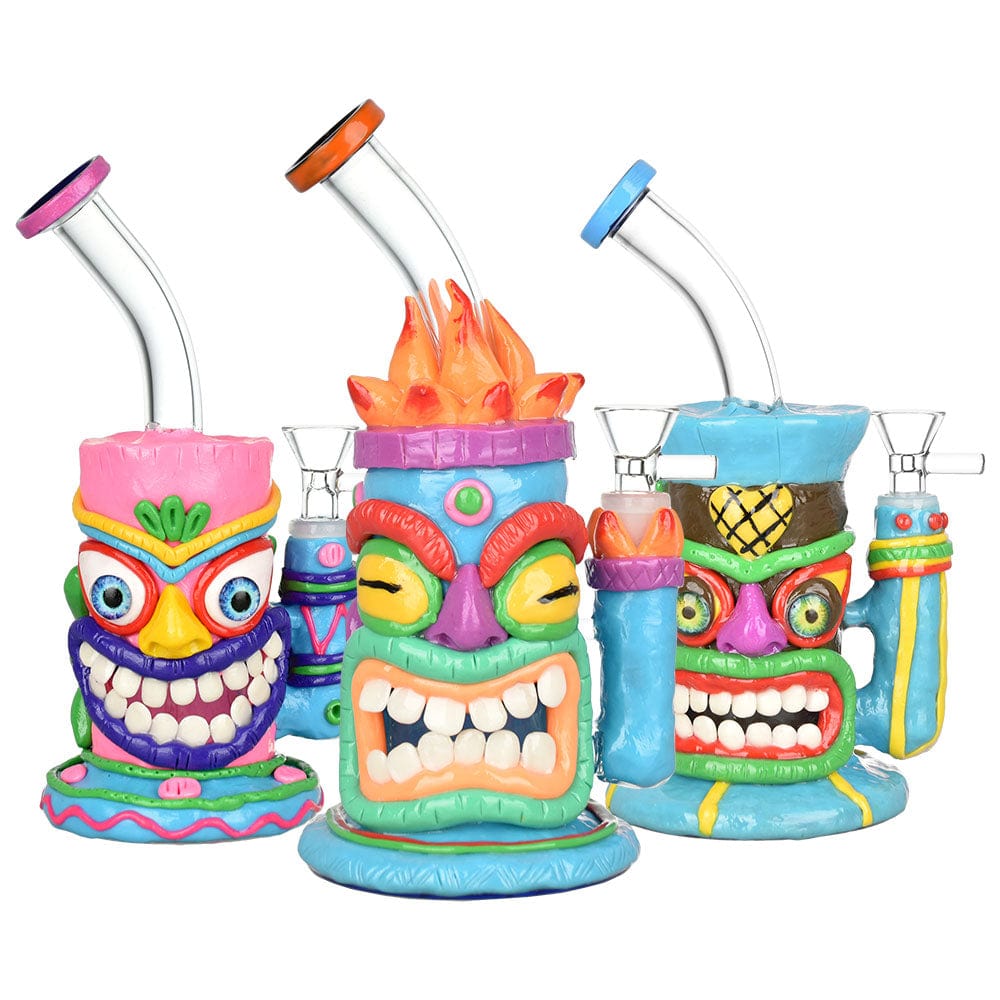 Neon Tiki 3D Painted Water Pipe