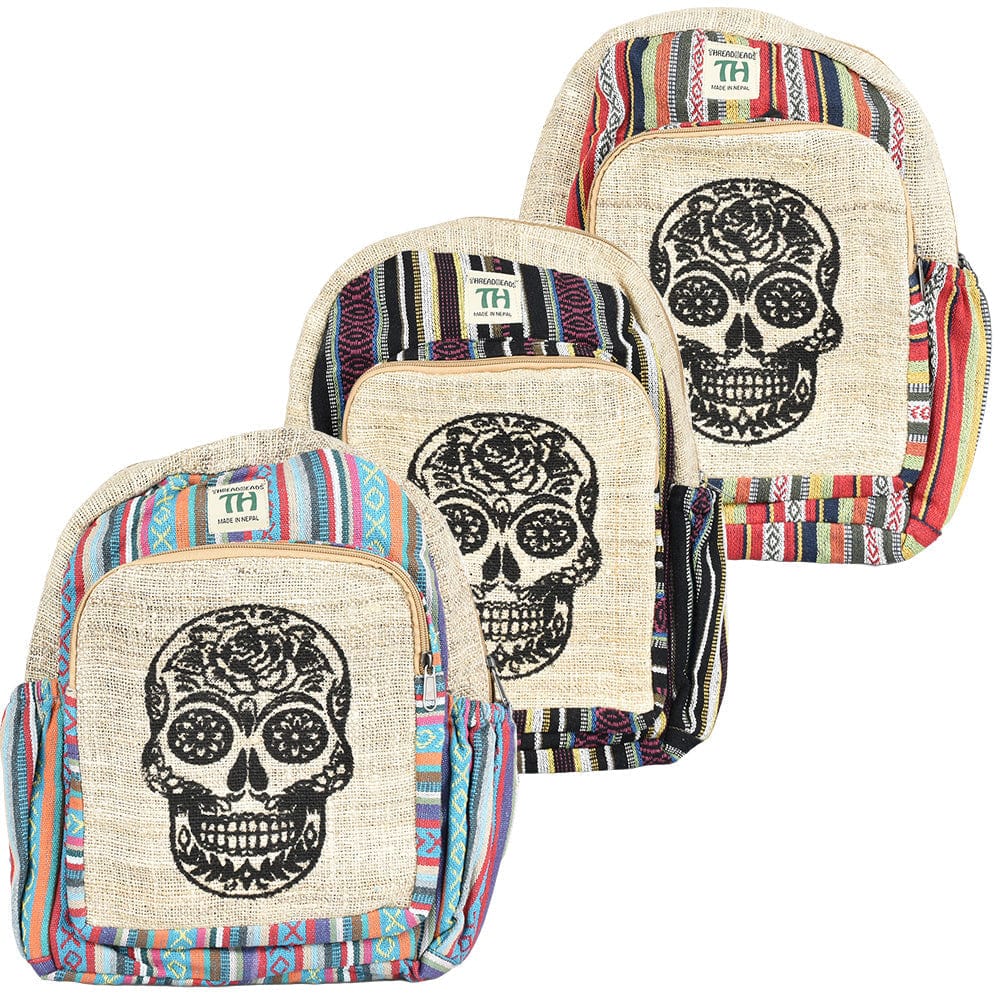 Sugar Skull Hemp Backpack