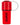 Front view of The Keeper, a red, cylindrical case with a black cap and lanyard loop, isolated on a white background.