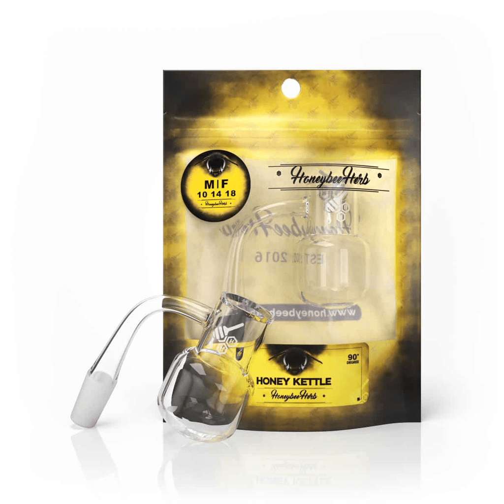 Honeybee Herb Honey Kettle 90° Quartz Banger - Yellow Line