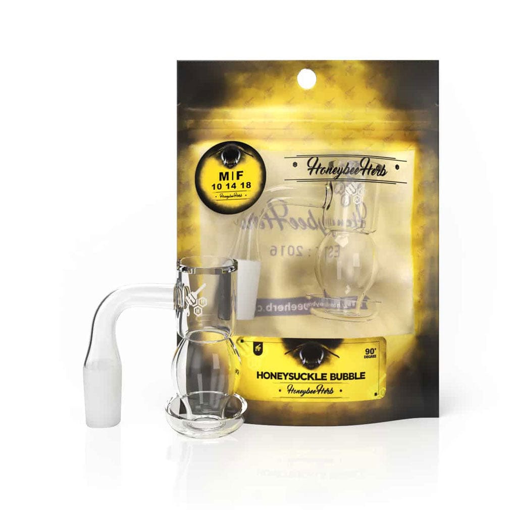 Honeysuckle Bubble 90° Quartz Banger - Yellow Line