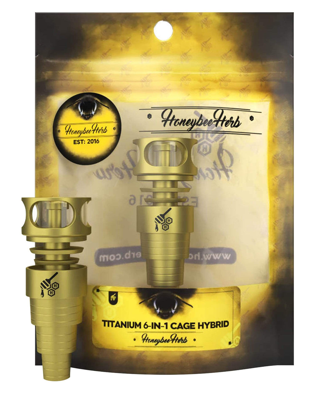Honeybee Herb Hybrid Cage Nail - 6-in-1 Titanium | DankStop
