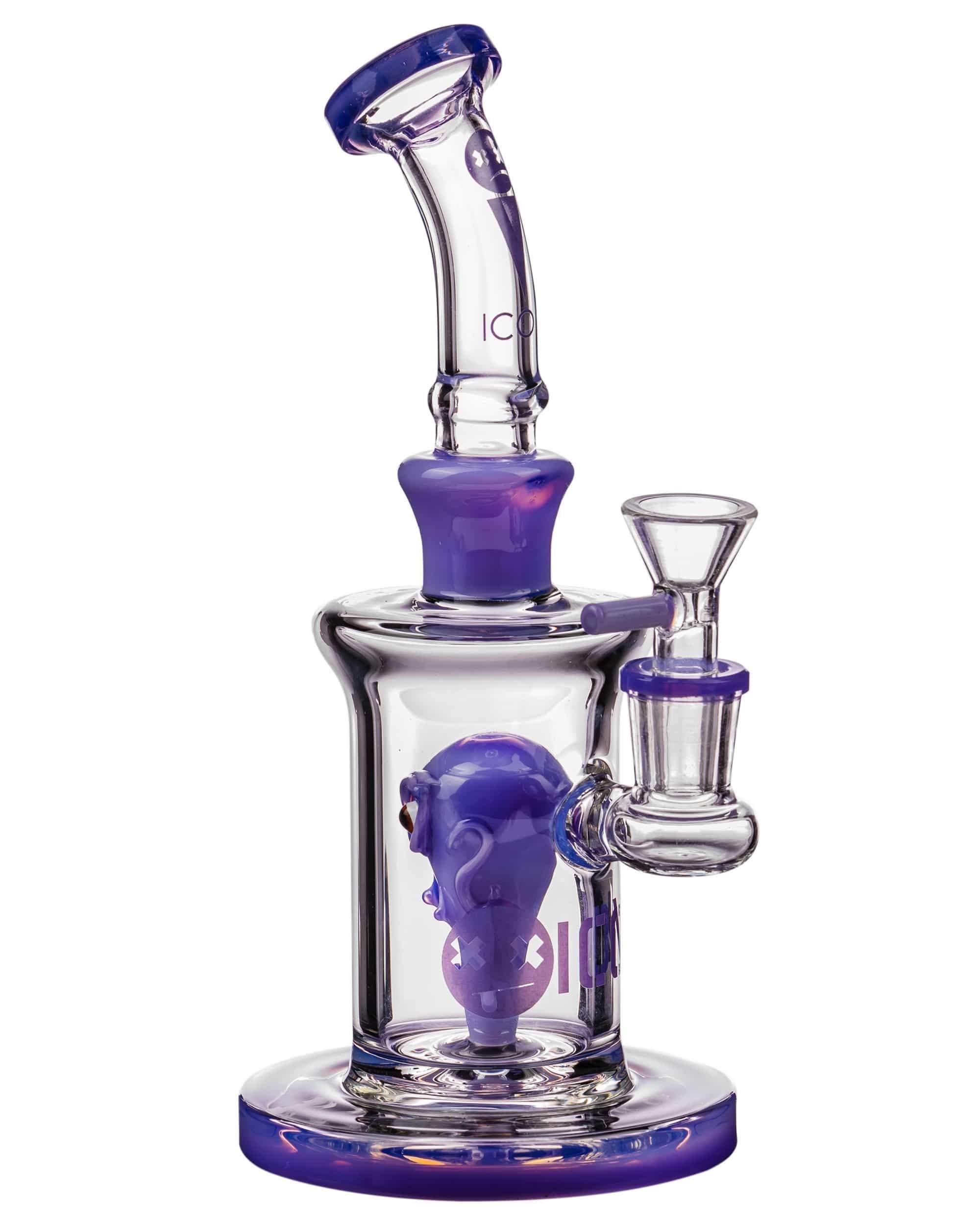 Diamond Glass Alien Head Perc Bong in Purple