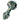 A detailed close-up of “The Primordial Ooze” Glass Spoon Pipe, showcasing swirling green and blue glass patterns.