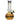 A front view of the Raked Fumed Bubble Beaker Bong with a clear glass construction and subtle color variations.