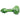 A side view of the Warped Space Color Glass Hand Pipe, showcasing its vibrant green glass swirl design.