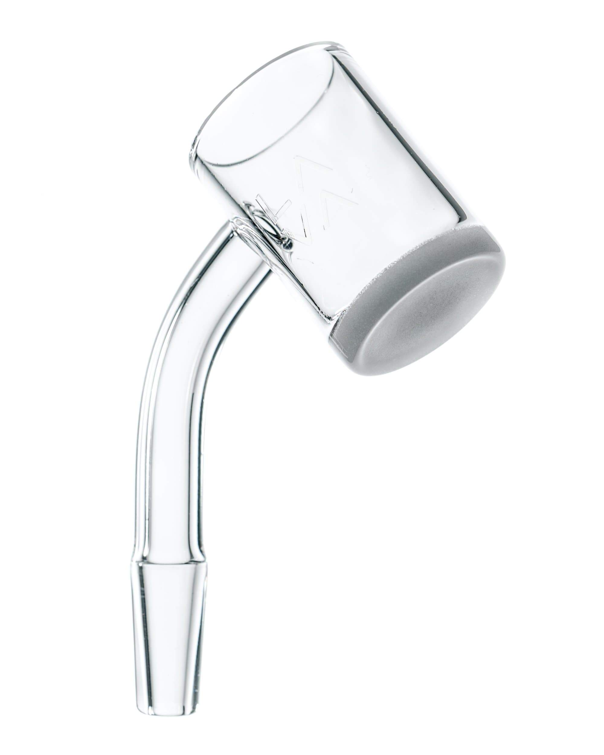 Close-up view of the Banger XL, showing a clear glass quartz banger with a rounded, bucket-like shape.