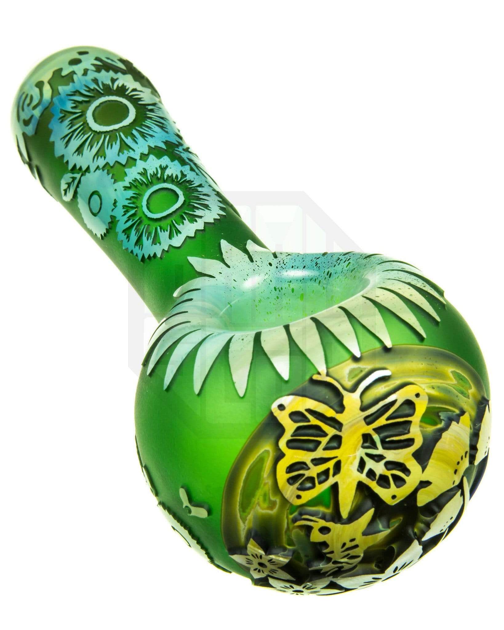 liberty 503 glass pipe with sandblasted flowers