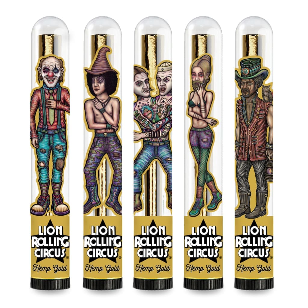 Lion Rolling Circus King Size Gold Hemp Cones