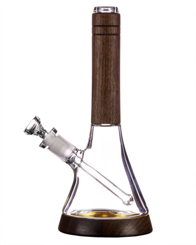 Walnut Wood Accented Beaker Bong