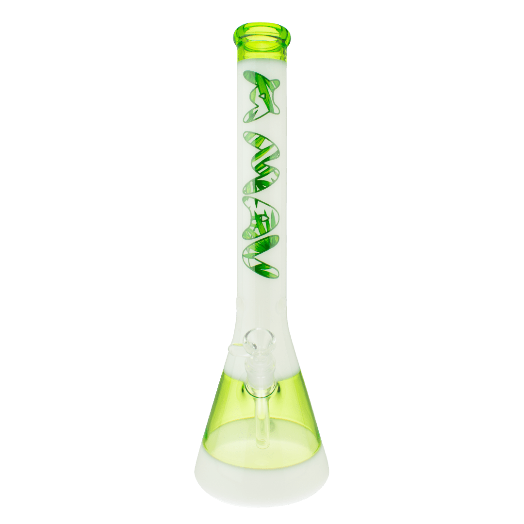 18" Jungle Leaf Ooze & White Beaker Bong