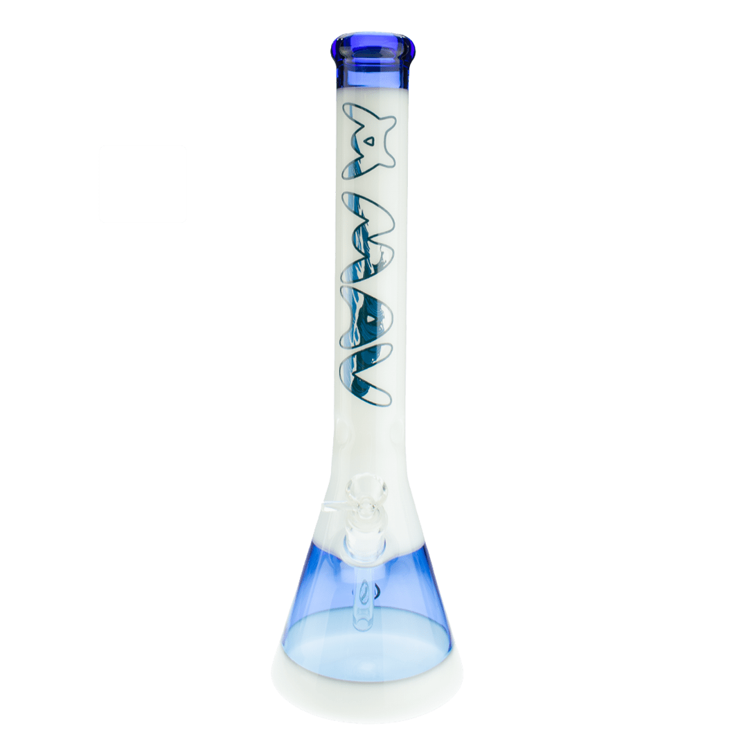 18" Waves White & Blue Beaker Bong