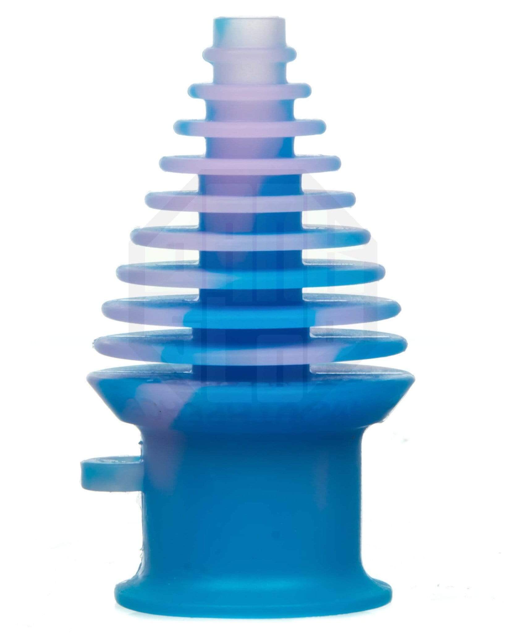 Front view of the MouthPeace Original, a blue glass piece with a unique, textured, cylindrical design.