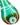 Close-up view of the “Mermaid” Ocean Goddess Bong’s mouthpiece, showing a swirling blue and green glass design.