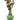 Front view of the Turtle Water Pipe, a green glass pipe with a textured shell pattern, accented by a sprig of leaves.
