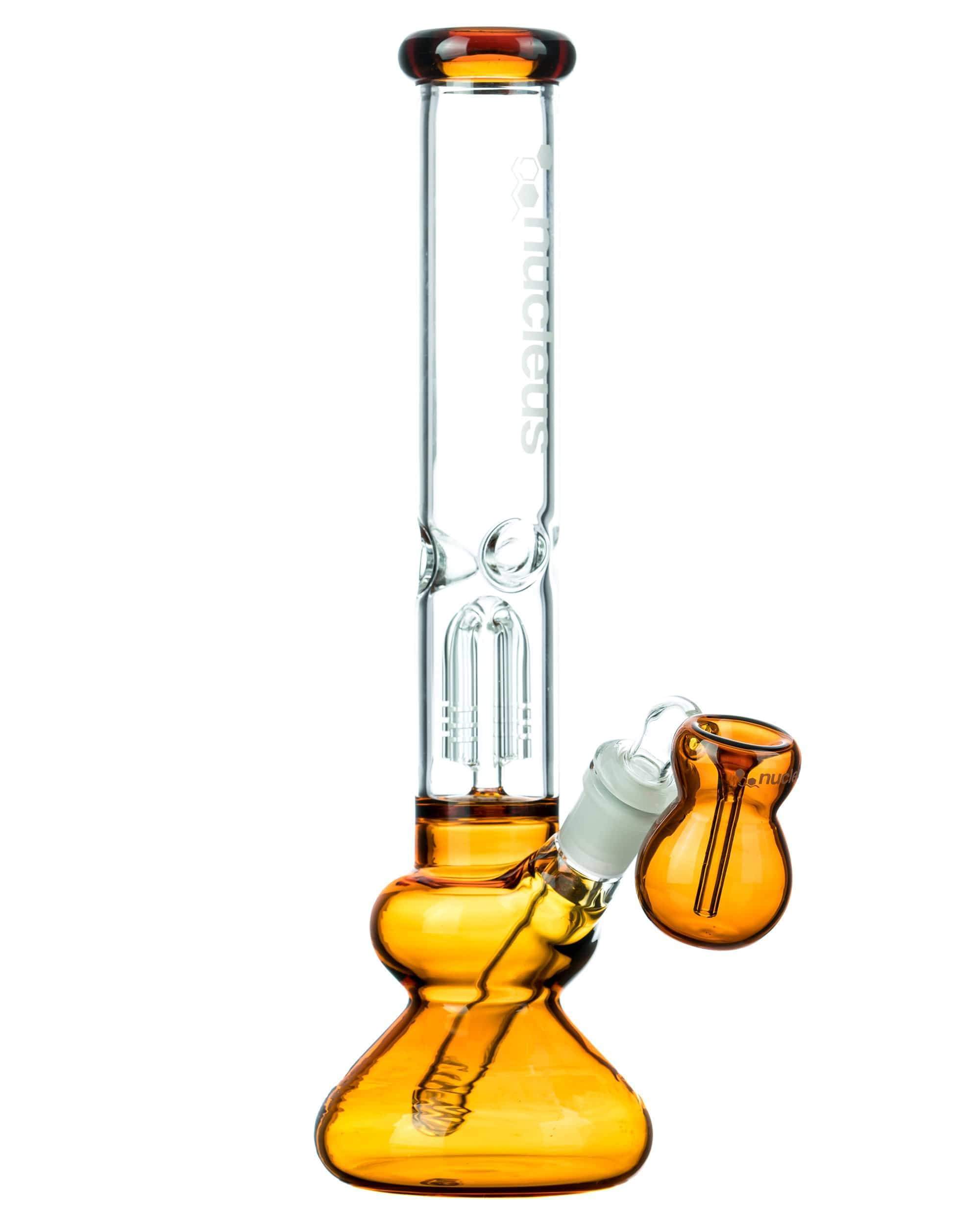 Amber Accented Tree Perc Water Pipe w/ Ashcatcher Bowl