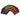 Curved fan of colorful ONGROK Color-Coded Mylar Bags in green, purple, and red with black circular graphics on a white background.
