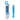Front view of the sapphire blue Ooze Slim Clear Series Transparent 510 Vape Battery next to its matching windowed box on a white background