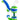 A vibrant, angled view of the Stack Silicone Bubbler, featuring a blue and green design with a clear glass downstem.