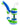 A vibrant, angled view of the Stack Silicone Bubbler, featuring a blue and green design with a clear glass downstem.