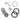 Top-down arrangement of parts for the Phoenician Engineering Grinder Upgrade Kit showing black O-rings, round metal screens, a small screw, and an L-shaped hex key on a white background