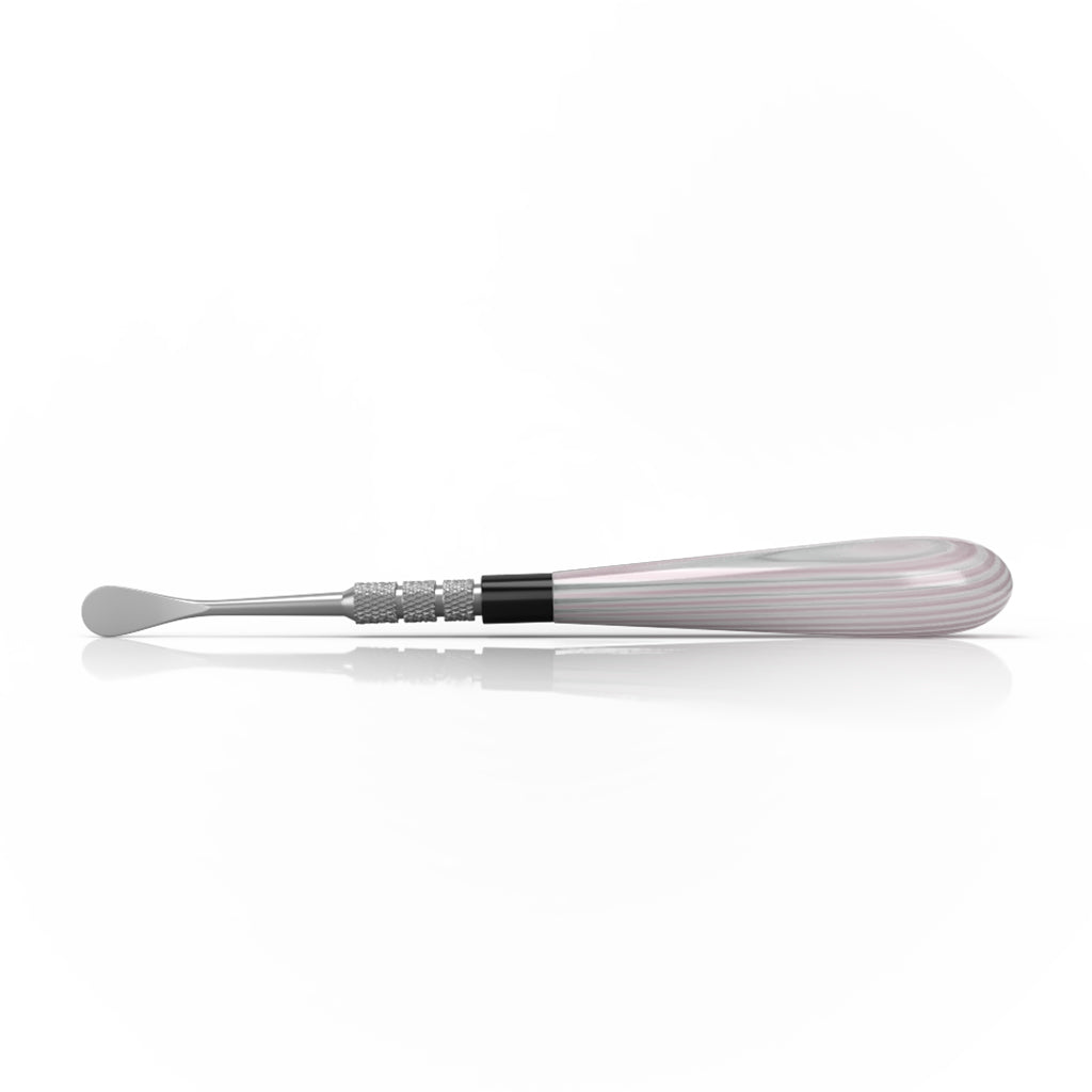 A close-up, angled view of the Classic Dab Tool, showcasing its polished metal construction and simple design.