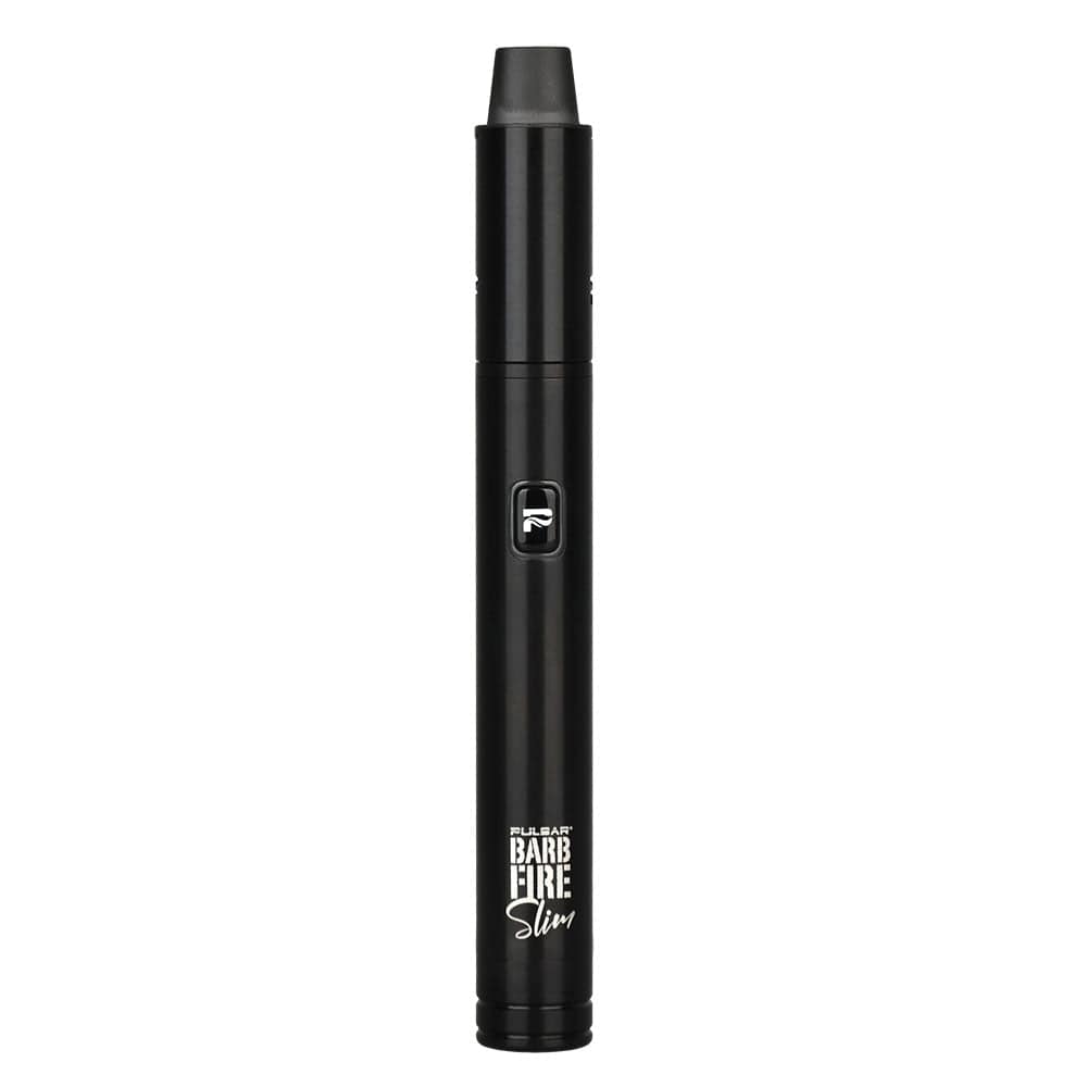 Front view of the Barb Fire Slim Variable Voltage 2-in-1 Vape, a sleek, dark-colored pen-style vaporizer against a plain white background.