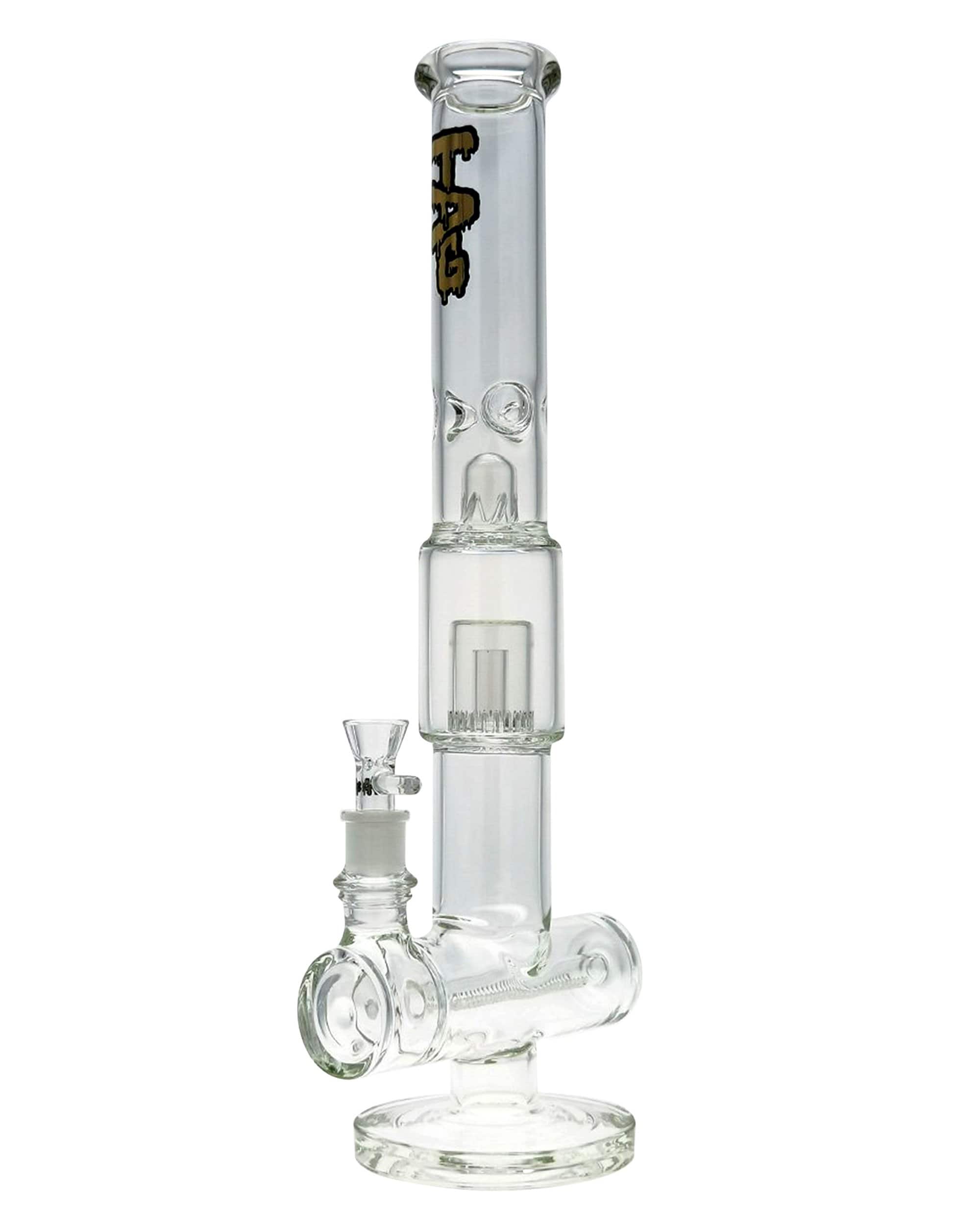 Thick Ass Glass 19" Inline to Super Slit Fixed Showerhead Waterpipe