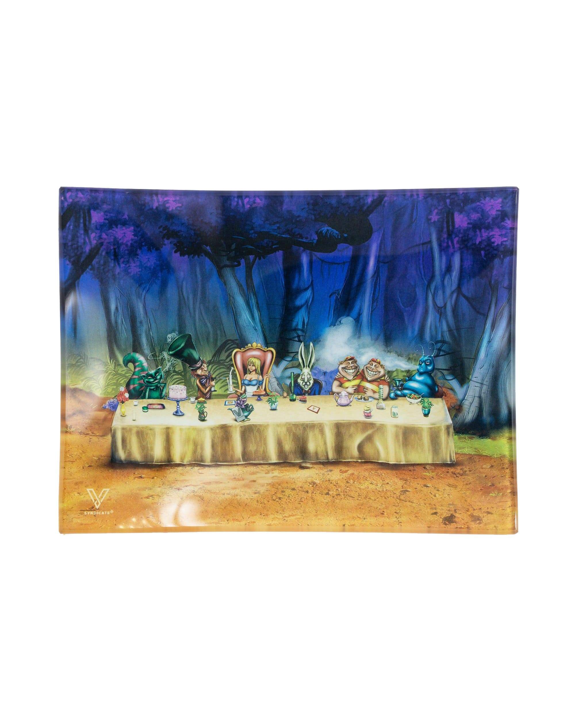 Alice's Tea Party Glass Rolling Tray