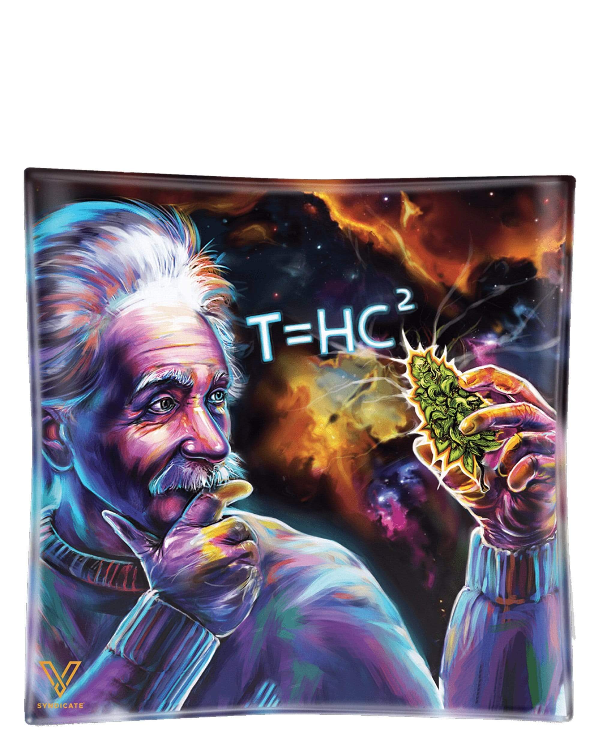 A detailed, close-up view of the Blazin' Glass Ashtray Collection features a portrait with a vibrant, artistic style.